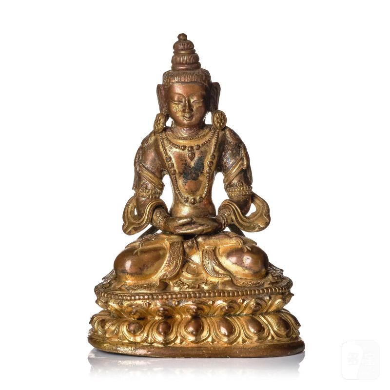 A gilt copper alloy figure of Amitayus,